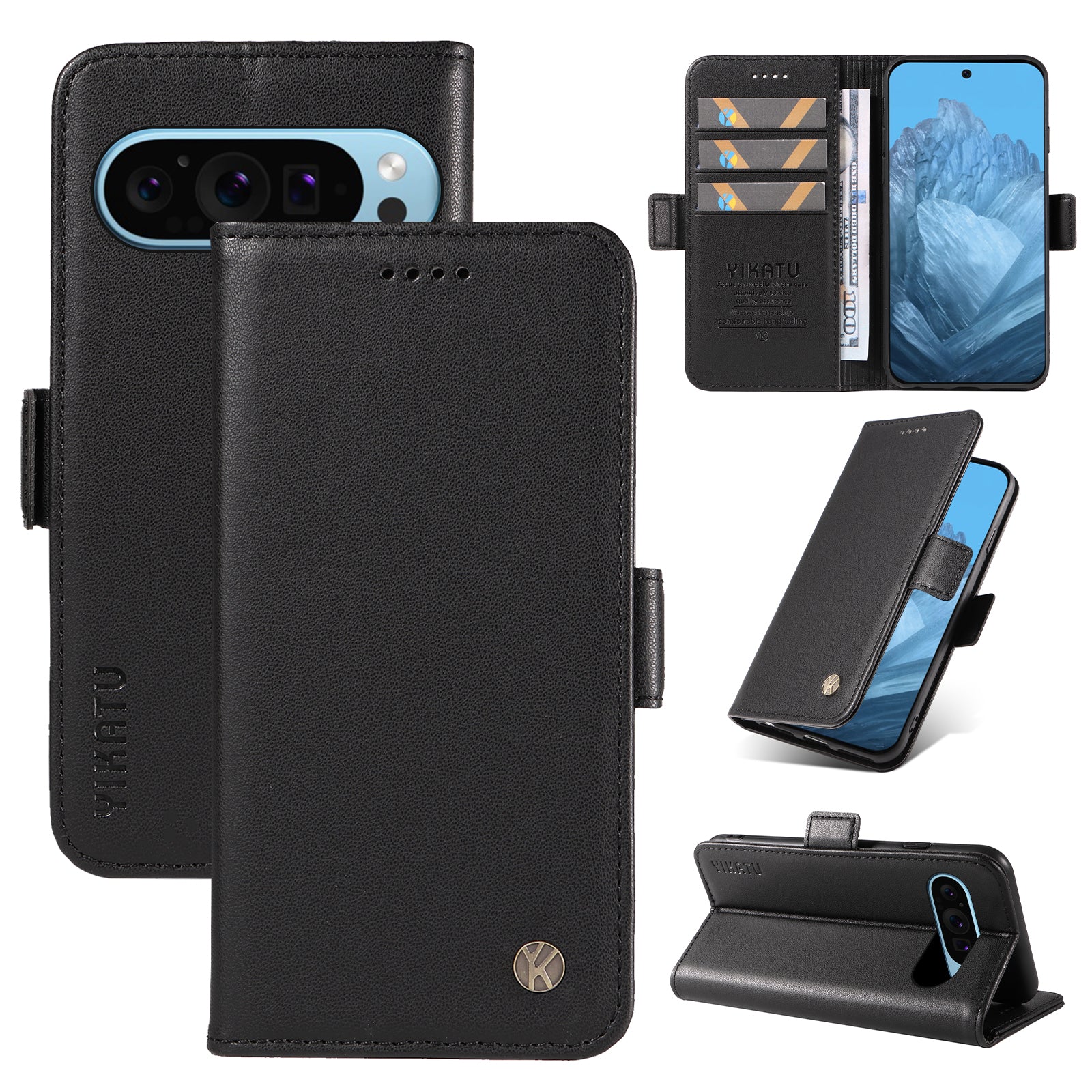 YIKATU YK-003 For Google Pixel 9 Wallet Phone Case Anti-Drop Leather Flip Cover YIKATU YK-003 For Google Pixel 9 Wallet Phone Case Anti-Drop Leather Flip Cover